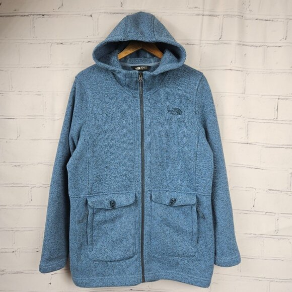 The North Face Womens XL Blue Full-Zip Hoodie Jacket With Pockets Fleece Long - Picture 1 of 15
